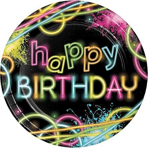 Creative Converting Glow パーティー ペーパー プレート、24 ct Creative Converting Glow Party Paper Plates, 24 ct