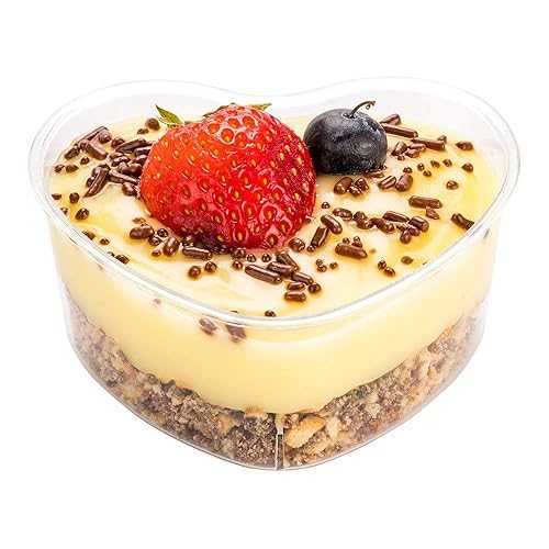 Restaurantware 4.7 Ounce Mini Containers 100 Disposable Dessert Containers - Durable Heart-Shaped Design Clear Plastic Heart Cups For Appetizers Snacks Or Desserts 16,840円