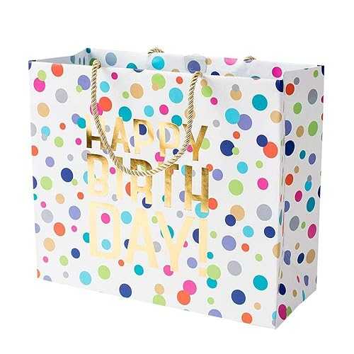 Caspari Happy Birthday 紙吹雪 ラージ ギフトバッグ - 4 袋 Caspari Happy Birthday Confetti Large Gift Bag - 4 Bags