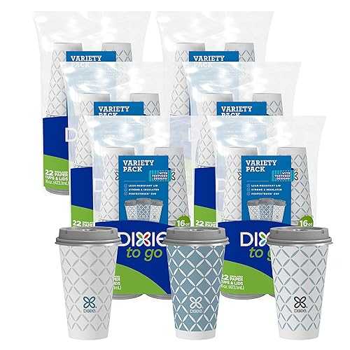 Dixie To Go Large Paper Coffee Cups With Lids, 16 Oz, 132 Count, Disposable Cups For On-The-Go Hot Beverages｜Glomarket