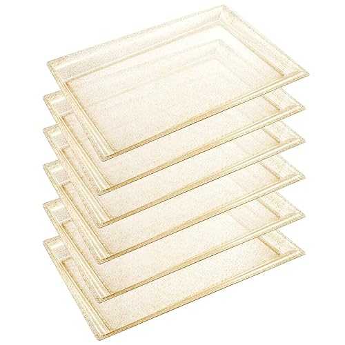 I00000 6 Pack Gold Glitter Plastic Serving Tray, 15\