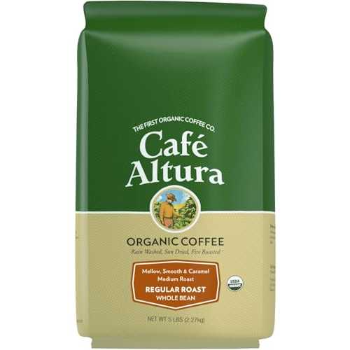 Cafe Altura Whole Bean Organic Coffee, Regular Roast, 5 lb Bag