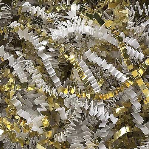 BOX USA BCPB10EE クリンクルペーパー、10 重量ポンド、白いこと/ゴールド BOX USA BCPB10EE Crinkle Paper, 10 重量ポンド., White/Gold