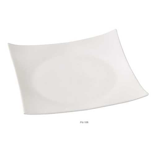 Yanco FU-109 Fuji 9\" Square Sushi Plate, Porcelain, Bone White, Pack of 24"
