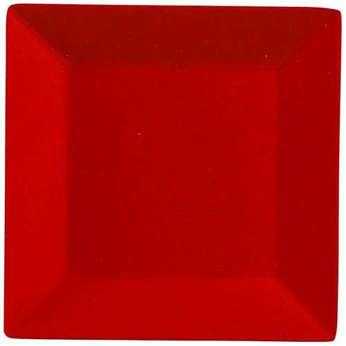 Yanco ME-112 Mexico Plate, Square, 12\" Length, 12\" Width, Melamine, Red Color with Black Speckled, Pack of 12