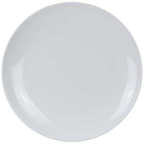 Yanco CO-113 クーペ柄ラウンドプレート、直径13インチ、メラミン、ホワイトカラー、12個パック Yanco CO-113 Coupe Pattern Round Plate, 13\" Diameter, Melamine, White Color, Pack of 12