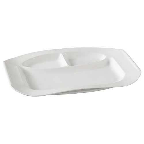 Yanco PS-2012 3-Compartment Plate, 12\" Length x 8.5\" Width, , Porcelain, Bone White, Pack of 12