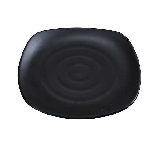 Yanco BP-1113 Black pearl-1 New Square Plate, 13.25\" Length, 13.25\" Width, Melamine, Black Color with Matting Finish, Pack of 12
