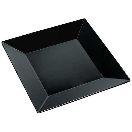 Yanco RM-108BK Rome Square Plate, 8\" Length, 8\"" Width, Melamine, Black Color, Pack of 48"