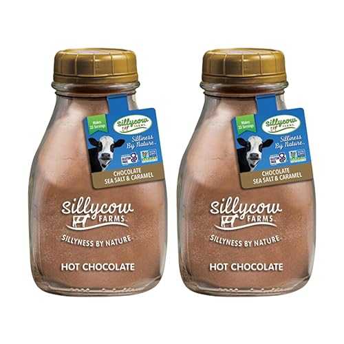 Silly Cow Farms Sillycow Farms Hot Chocolate Sea Salt & Caramel Mix | Rich Hot Cocoa Delight | Gluten-Free, Non-GMO, Dairy-Free | Indulgence with Pure Sweet Caramel Flavor | 16.9 Oz Reusable Glass Bottle - Pack