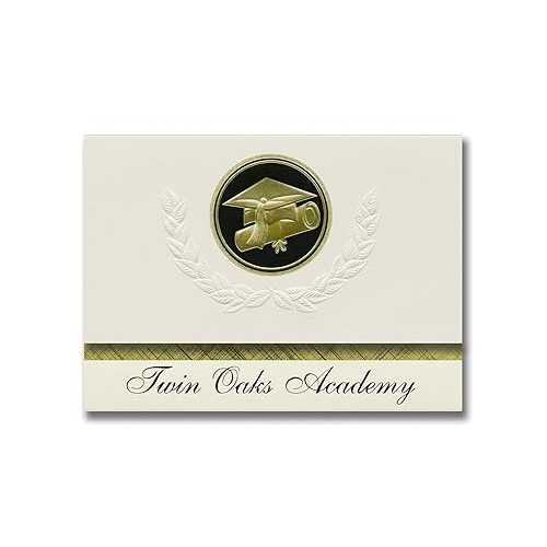 Signature Announcements Twin Oaks Academy (Greenville, FL) Graduation Announcements, Presidential style, Basic package of 25 Cap & Diploma Seal. Black & Gold.