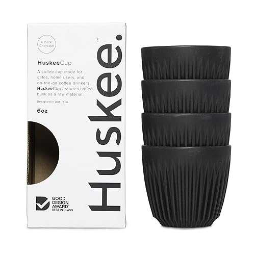 Huskee - HuskeeCup (4 容器に並べる) (濃灰色、6 薬局衡オンス) Huskee - HuskeeCup (4-Pack) (Charcoal, 6薬局衡オンス)