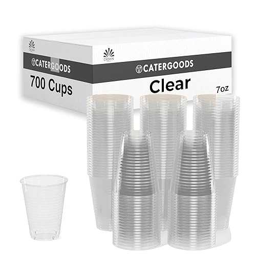 Exquisite Catergoods 700 Count Bulk Pack - 7 oz Clear Plastic Cups - Transparent Disposable Cups Multi Use Cold Beverage Plastic Clear Cups for Home Office Parties And More