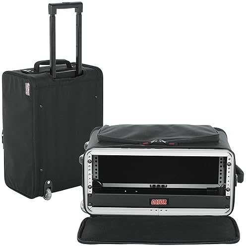 Gator Cases Lightweight Rack Bag with Removable Shoulder Strap, Pull handle, and Wheels, 3U Rack - 12.5\