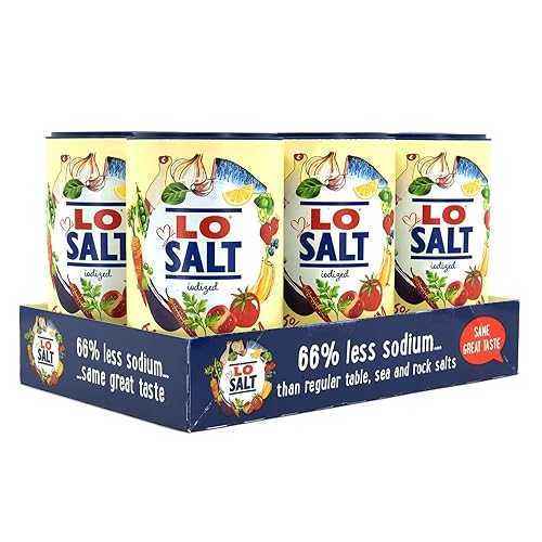 LOSALT ? Reduced Sodium Salt | Iodized | Great Tasting Salt Alternative/Substitute with 66% less sodium | 12.3oz/350g tub (Pack of 6)