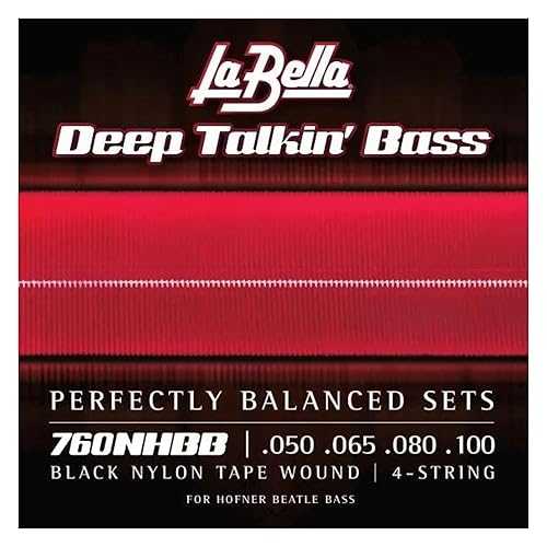 La Bella 760NHBB “Beatle”Deep Talkin Bass Black Nylon Tape Wound 4- String 50-100