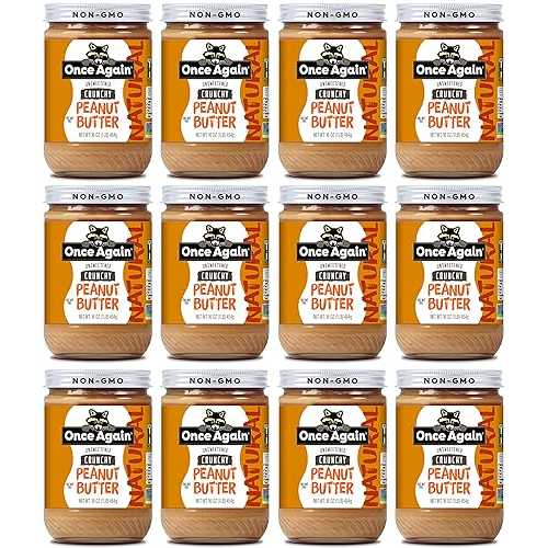 Once Again ナチュラル オールド ファッション クランチー ピーナッツ バター、16 オンス - 1 ケースあたり 12 個。 Once Again Natural Old Fashioned Crunchy Peanut Butter, 16 Ounce - 12 per case.