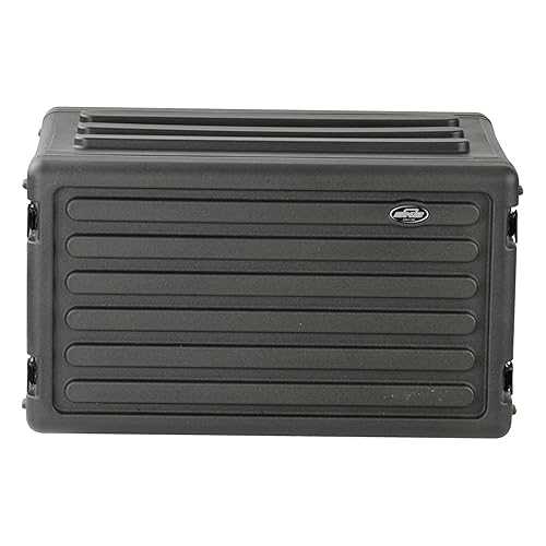 SKB 6U Shallow Roto Rack Case - Durable Polyethylene Gear Protector, Stackable, Waterproof with Twist Latches & Rubber Feet for Musicians, DJs, and A/V Equipment - Secure Transport & Storage Solution