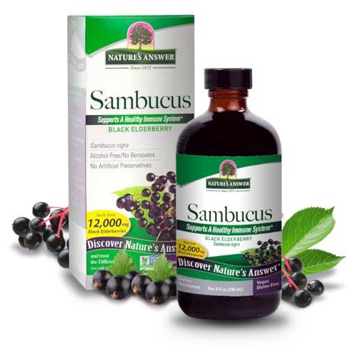 Nature\u0027s Answer Sambucus Elder Berry Extract Syrup 8 Ounce ( 3 Pack ) / Daily Immune Support / Packed with Antioxidants / Family Friendly / Flue Season Defender
