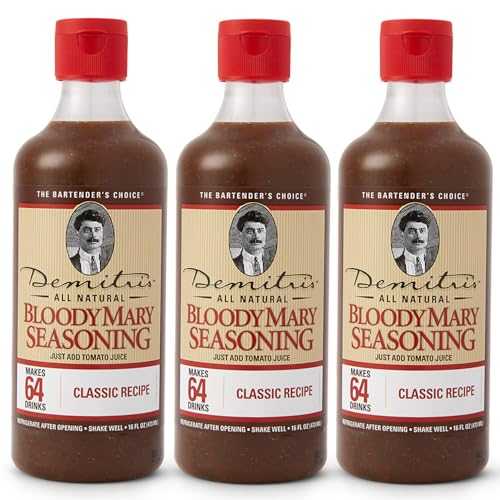 Demitri\'s Bloody Mary Seasoning Classic Recipe - Bloody Mary Mix - Concentrated Drink Mixer - Bold Rich Flavor - Perfect for Home Brunch Parties & Cocktails - 16oz Bottle (Pack of 3)