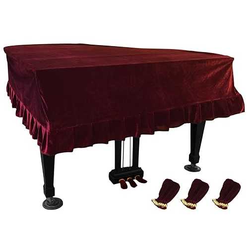 Grand Piano Cover, NKTM Dustproof Piano Washable with Velvet Soft Bordered Triangle Decorated Protective Cover Cloth (65\