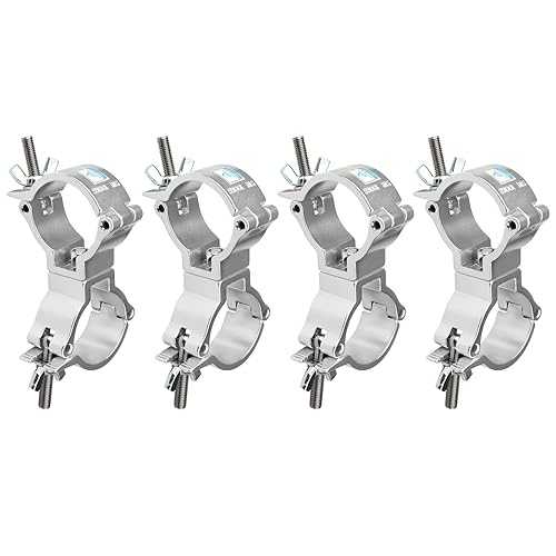 GBGS 4-Pack 2 Inch Swivel Truss Clamps, Heavy-Duty Double Pipe Couplers for O.D. 1.88?2 in (48?51 mm), 6061 Aluminum, Max Load 220 lb, Full-Wrap DJ Stage Lighting