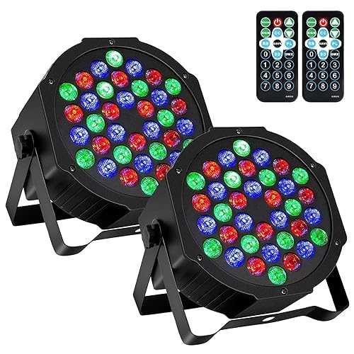 Litake DJ Par Lights, RGB 36 LED Stage Lights Sound Activated,Remote & DMX Controlled LED Uplights,7 Modes Uplighting for Dance Party Church Wedding Birthday Holiday Music Show-2 Pack