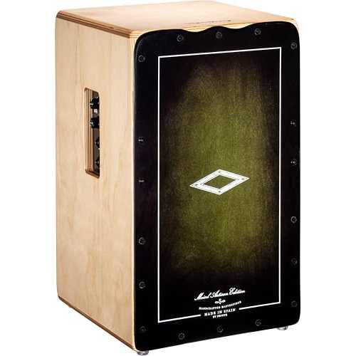 Meinl Percussion Pickup Cajon Box Drum with Snare Effect and Electronics for Amp or PA System, Artisan Edition ― MADE IN SPAIN ― Baltic Birch Body/Dark Olive Burst Frontplate, 2-YEAR WARRANTY