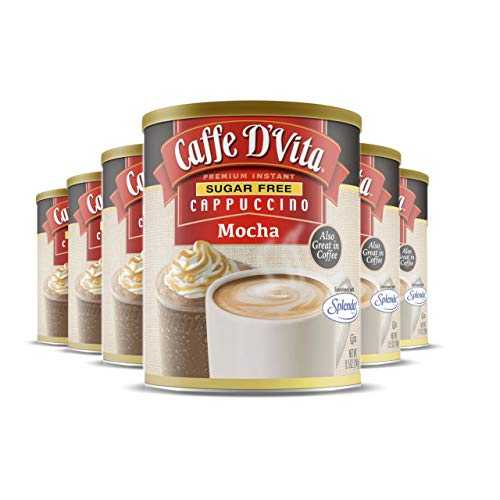 Caffe D'Vita Caffe D’Vita Sugar Free Mocha Cappuccino Mix - Sugar Free Mocha Mix, Gluten Free, No Cholesterol, No Hydrogenated Oils, No Trans Fat, 99% Caffeine Free, Sugar Free Mocha Powder - 8.5 Oz Can, 6-Pa