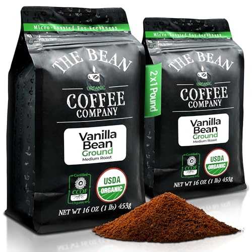 The Bean Coffee Company The Bean Organic Coffee Company Vanilla Bean, Medium Roast, Ground Coffee, 16-Ounce Bags (Pack of 2),Caf・・ molido tostado organico