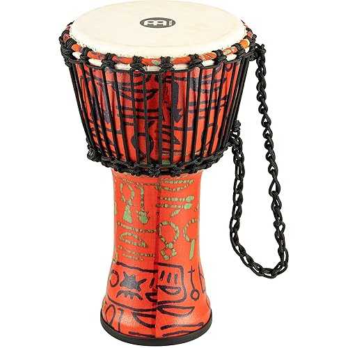 Meinl Percussion Travel Series Rope Tuned Djembe with Goat Skin Head Pharoah's Script Finish 8\