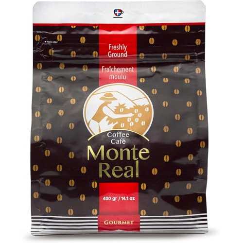 Monte Real - アラビカグルメコーヒー、フレーバーグラウンドコーヒー、新鮮なローストコーヒーグラウンド、ミディアムダークロースト、カカオフレーバー、400グラム Monte Real - Arabica Gourmet Coffee, Flavored Ground Coffee, Fresh Roasted Coffee