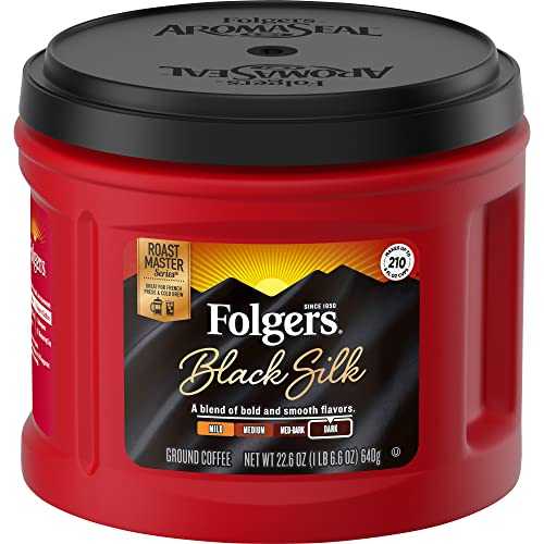 フォルジャーズ ブラック シルク ダーク ロースト グラウンド コーヒー、24.2 オンス Folgers Black Silk Dark Roast Ground Coffee, 24.2 Ounces