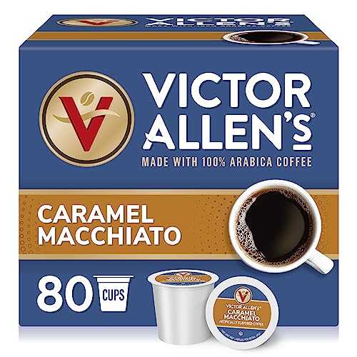 Victor Allen\'s Coffee Caramel Macchiato Flavored, 80 Count, Medium Roast, Single Serve Coffee Pods for Keurig K-Cup Brewers
