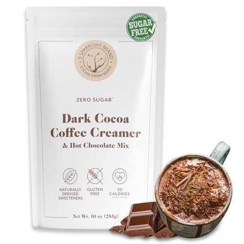 5 SPARROWS BRAND STEVIA DRINK MIXES 5 SPARROWS Sugar-Free Dark Chocolate Flavored Drink Mix- Stevia, Keto Friendly, No Sugar Coffee Creamer, 10oz