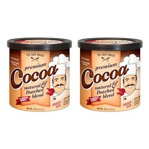 SACO Pantry Premium Cocoa, Natural and Dutched Blend, 10oz (Pack of 2), Certified Kosher, Gluten-Free & Nut-Free