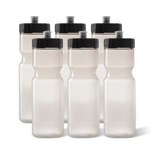 50 Strong Sports Water Bottles 6-Pack ? Reusable 22 薬局衡オンス BPA-Free Plastic Bottles with Pull Top Cap ? Made インチ USA ? Top Rack Dishwasher Safe ? Fits Most Bike Cages Brand - Clear
