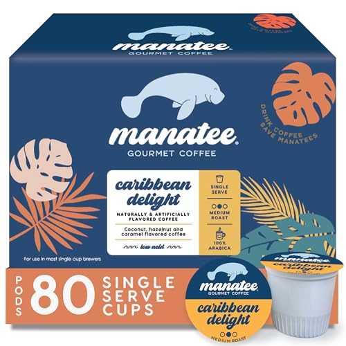 Manatee Gourmet Coffee, Single Serve Pods for Keurig 2.0 K Cup Brewers, Medium Roast, Caribbean Delight, 80 ct