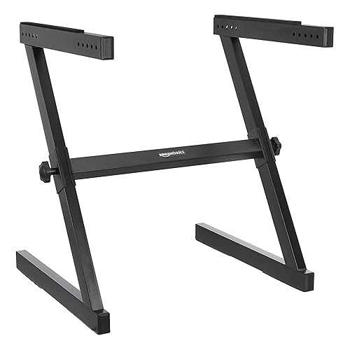 Amazon Basics Fixed Height Keyboard and Piano Stand, Portable Z-Shape - For Compact Space, Carpet Stability & More Legroom, Black