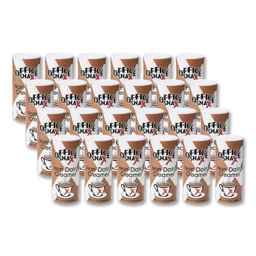Office Snax 粉末非乳製品クリーマーの再閉鎖可能なキャニスター 12 オンス 24 カートン Office Snax Reclosable Canister of Powder Non Dairy Creamer 12Oz 24Carton