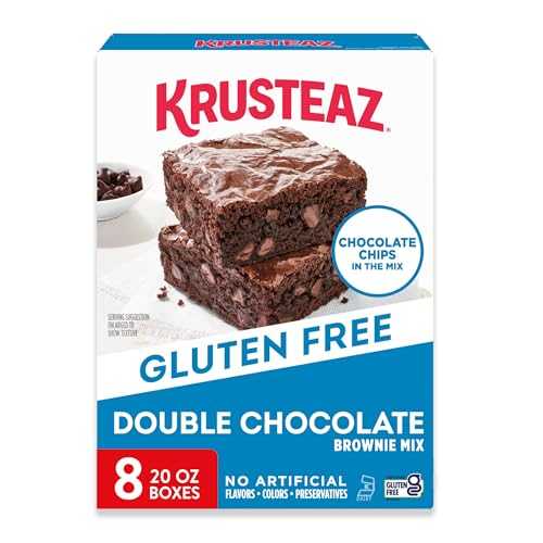 Krusteaz グルテンフリー ダブルチョコレートブラウニーミックス、チョコレートチップ付き、GF認定、グルテンフリーベーキングミックス、20オンス箱(8個パック) Krusteaz Gluten Free Double Chocolate Brownie Mix, Includes Chocolate Chips, Certified