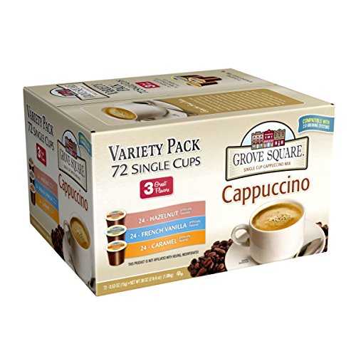 Grove Square Cappuccino Pods, Variety Pack, Single Serve (Pack of 72)