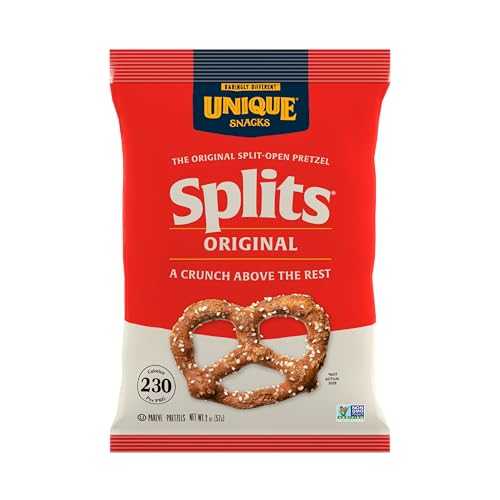 Unique Snacks Original Splits Pretzels, Delicious Homestyle Baked Snack Bag, OU Kosher, and Non-GMO Food, No Artificial Flavor, 2.12 Oz. Bag, Pack of 24