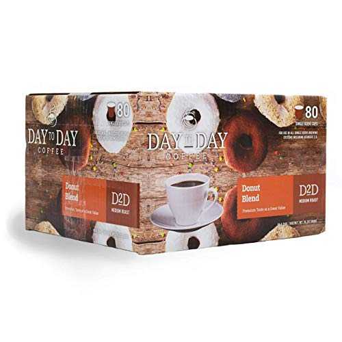 Day To Day Coffee Day To Day Donut Blend Medium Roast Single Serve Coffee Pods, 80-Count for K-Cup Keurig Brewers