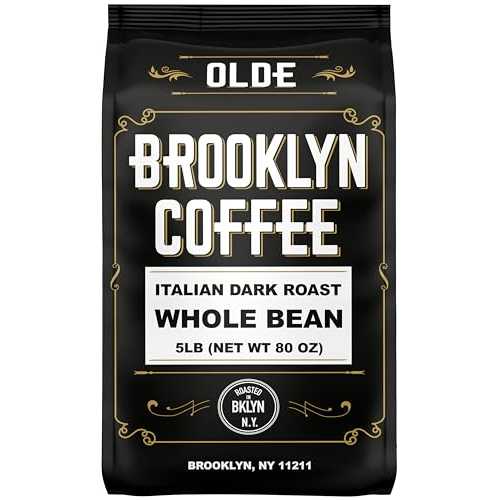 OLDE BROOKLYN COFFEE BROOKLYN COFFEE Whole Bean, Italian Dark Roast (5lb) Extra Strong, Delicious Taste, Heavenly Aroma - Fresh Bulk Coffee Beans Roasted Weekly in NYC