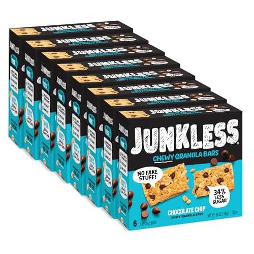 ???? ??? ? ??? ???? ? - ??, ???, ??? ?? - ??? ???? ? - 31.2g ?, 8?? JUNKLESS Chewy Granola Bar 48 Bar Family Pack Chocolate Chip ? Less Sugar, Non?GMO, Gluten?Free, Wholesome