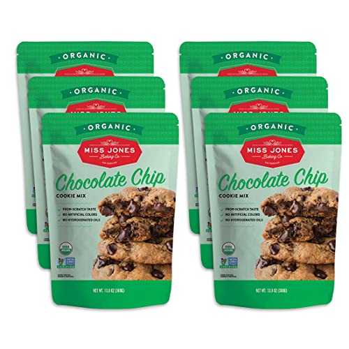 Miss Jones Baking Organic Cookie Mix、非遺伝子組み換え、ビーガン対応、一粒入り: 海塩チョコレートチップ (6個パック) Miss Jones Baking Organic Cookie Mix, Non-GMO, Vegan-Friendly, Packed with Morsels: Sea Salt Chocolate Chip (