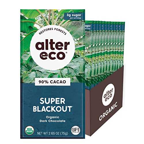 アルター・エコ / ダークチョコレートバー / ピュアダークココア、フェアトレード、オーガニック、非GMO、グルテンフリー(4パック スーパー ブラックアウト) Alter Eco / Dark Chocolate Bars / Pure Dark Cocoa, Fair Trade, Organic, Non-GMO, |Glomarket