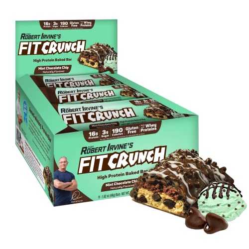 Fit Crunch FITCRUNCH Snack Size Protein Bars, 6-Layer Baked Bar, 3g of Sugar, Gluten Free & Soft Cake Core (9 Bars, Mint Chocolate Chip)