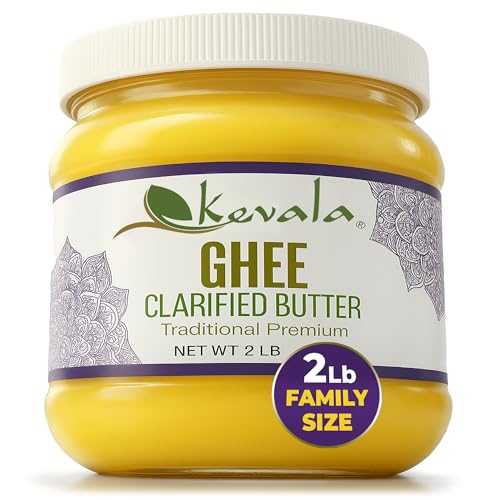 Kevala Clarified Butter Ghee ? Grass?Fed, Lactose & Casein Free, High Smoke Point Cooking & Baking Butter Alternative ? Keto & Gluten Free Spread & Oil Substitute | 2 lb